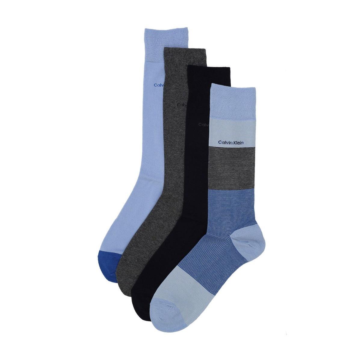 Calvin Klein 4 Pack Multi Blocked Micro-Stripe Dress Socks - One Size - The Next Pair