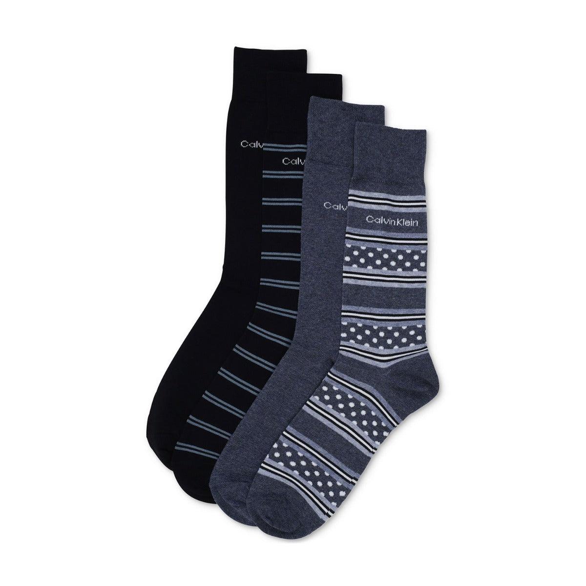 Calvin Klein 4 Pack Multi Stripe &amp; Dot Dress Socks - One Size - The Next Pair