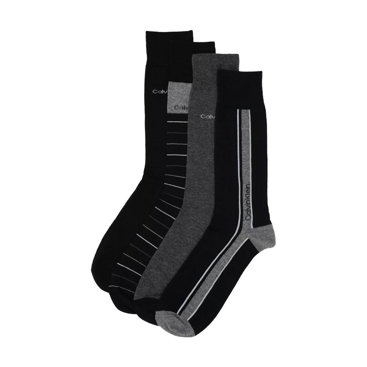 Calvin Klein 4 Pack Multi Vertical Striped Logo Dress Socks - One Size - The Next Pair