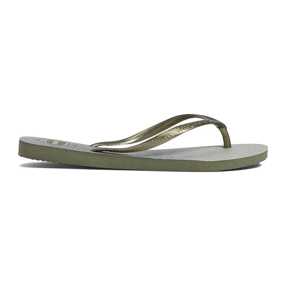 Shop Havaianas Slim Gloss Thongs Moss The Next Pair